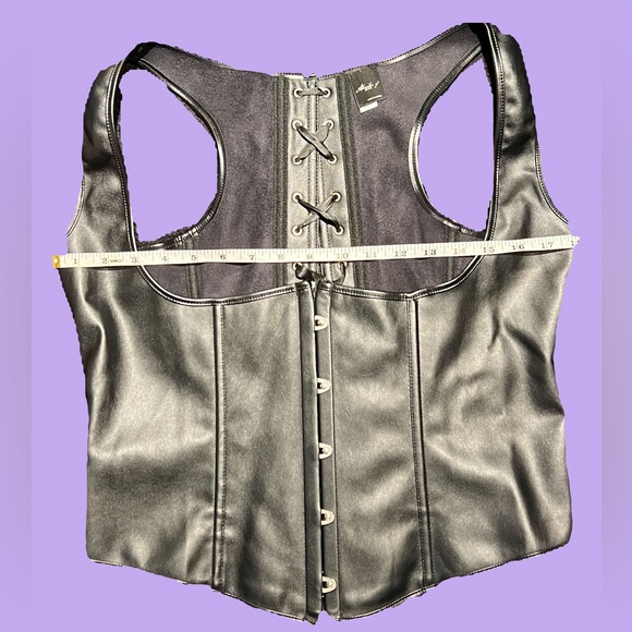 Black Leather Underbust Corset - Picture 2 of 7